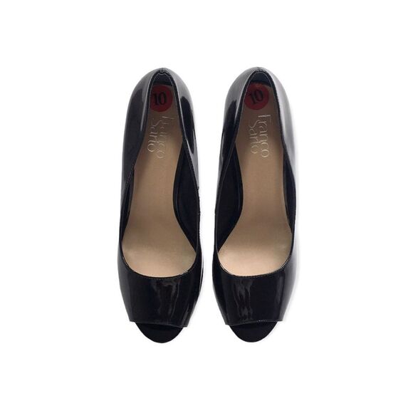 🆕Franco Sarto Black Open Toe Patent Leather High Heels - Picture 5 of 8